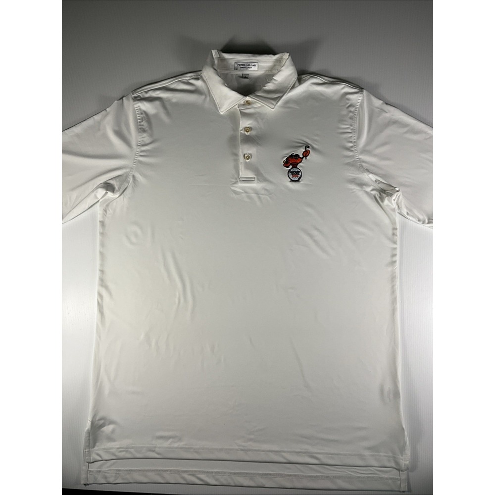 Peter Millar Summer Comfort Polo Men's Large White Border Wars 2024 Golf Logo